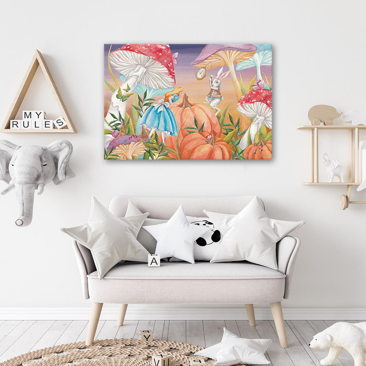 WANDBILD little alice im land der wunder - Rot, Textil (60/40cm) - Feeby