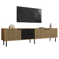 TV-LOWBOARD 208/40/48 cm schwarz/natur aus Spanplatte mit Stauraum - Schwarz, Holzwerkstoff (208/48/40cm) - OKWISH