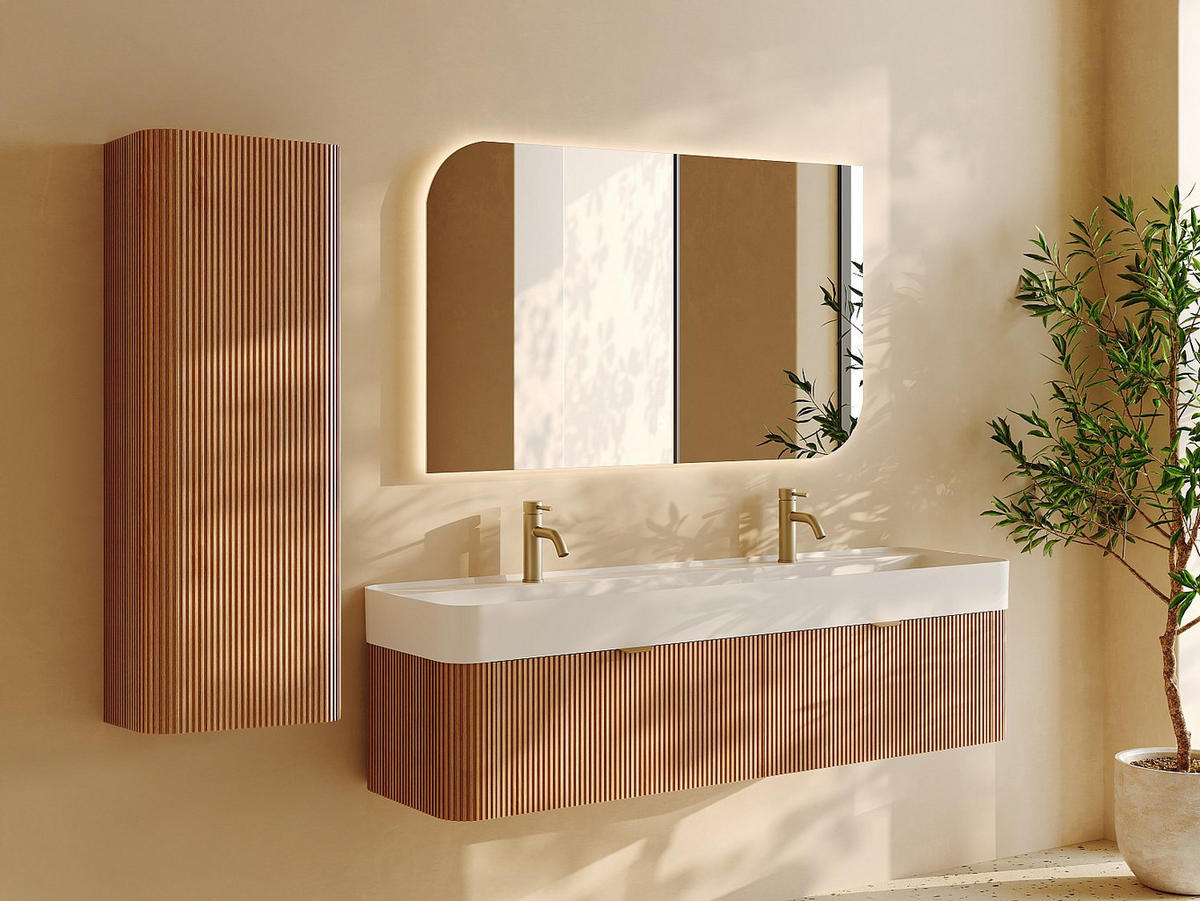 BADSCHRANK - 40 cm x 24 cm - holz - naturfarben hell Bulmas - Naturfarben, Holz (40/110/24cm) - Vente-Unique