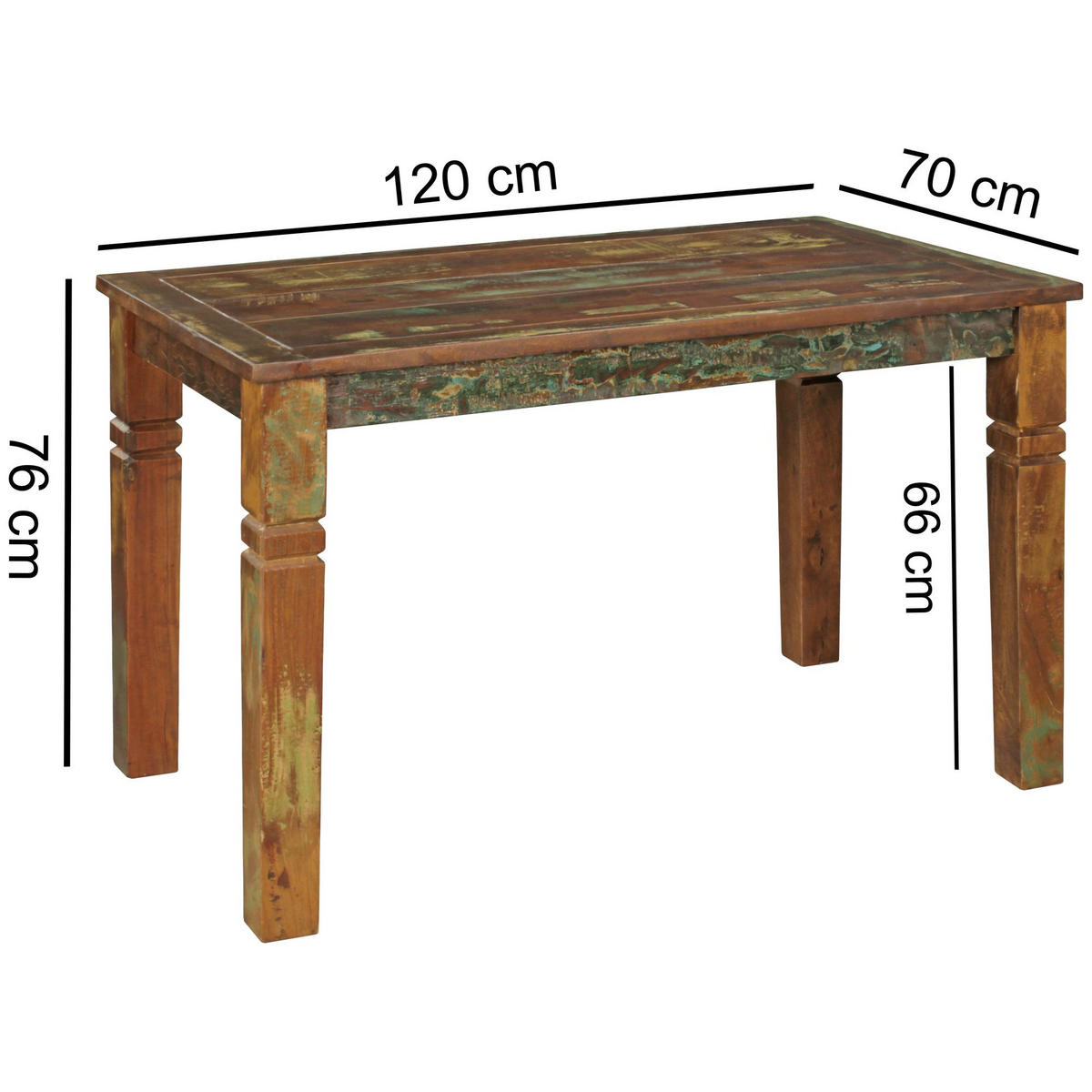 ESSTISCH Mango Massivholz Klarlack Shabby Design, Braun 120x70x76 cm - Braun, Holz (70/120/76cm) - KADIMA DESIGN