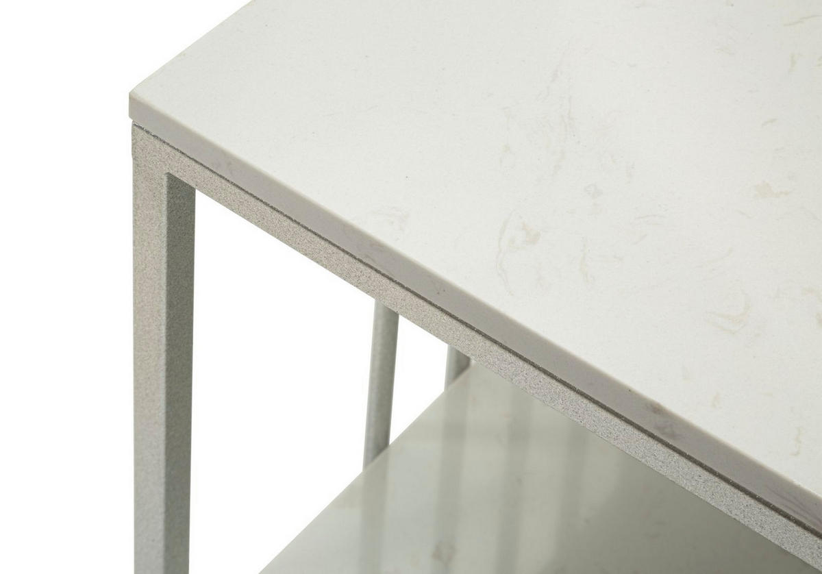 COUCHTISCH Kayseri, silberfarben und weiß, Eisen und Marmor, 90 x 45 x 60 cm - Silberfarben/Weiß, Stein/Metall (45/90/60cm) - Mauro Ferretti