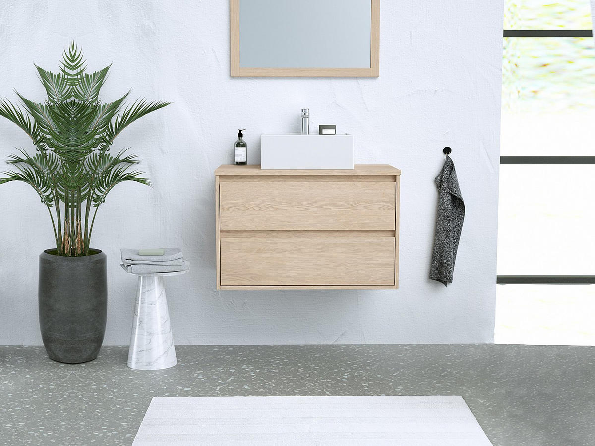 WASCHBECKENUNTERSCHRANK - 80 cm x 45 cm - holz - naturfarben hell Milipam - Naturfarben, Holz (80/50/45cm) - Vente-Unique