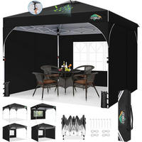 FALTPAVILLON 3x3m Schwarz mit 3 Seitenwänden - Schwarz, Textil (300.2/265.2/300.2cm)