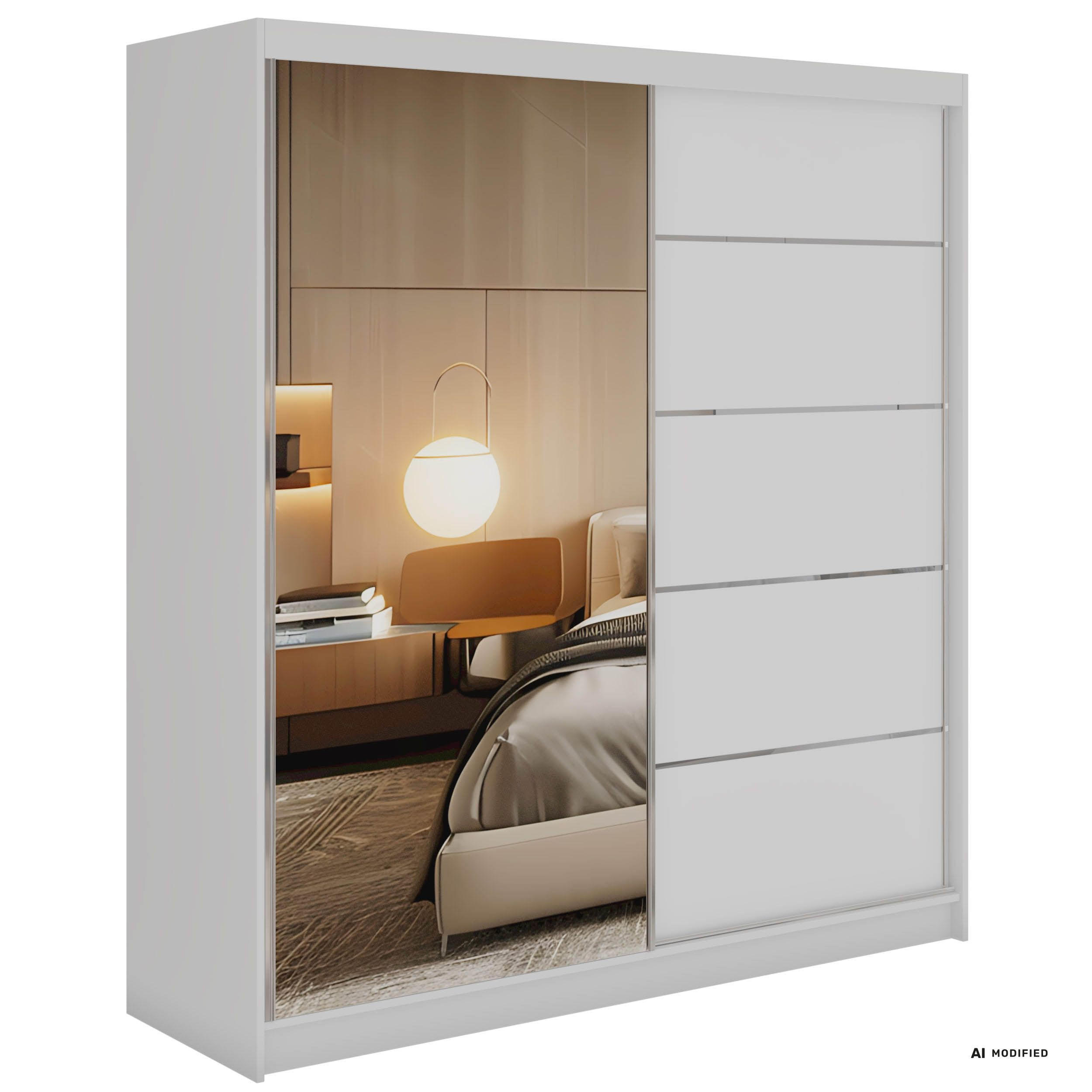 MKS Schwebetürenschrank Weiß 200x216x61 cm