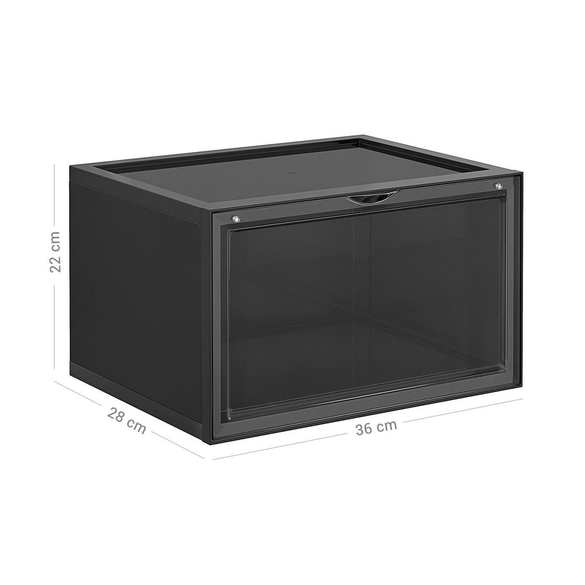 SCHUHBOX SCHUHORGANIZER 6ER-SET - Schwarz, Kunststoff (28/36cm) - Hansiro