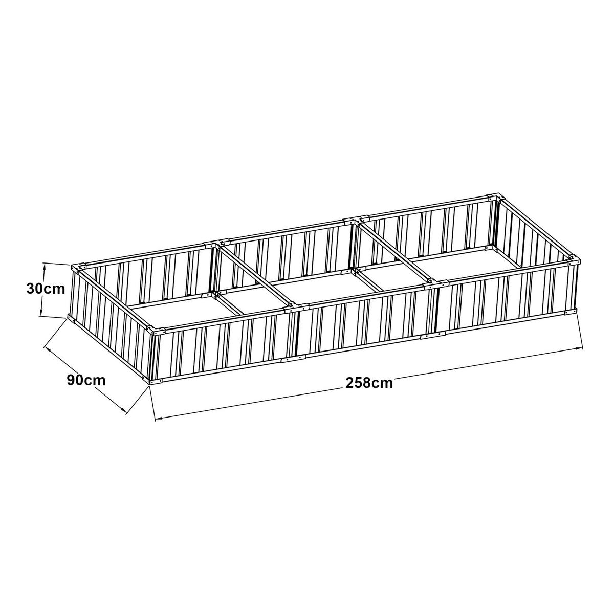 HOCHBEET Albrandswaard - Anthrazit, Metall (258/30/90cm) - [en.casa]