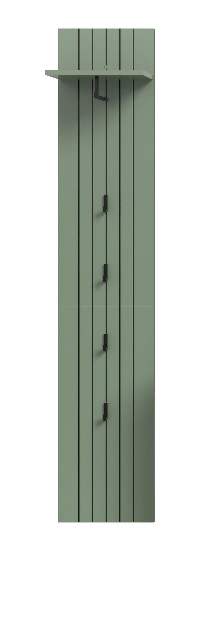 GARDEROBENPANEEL STATION (B/H/T: ca. 31/160/27 cm) in Smoke Green/Smoke Green - Dunkelgrün, Holzwerkstoff (31/160/27cm)