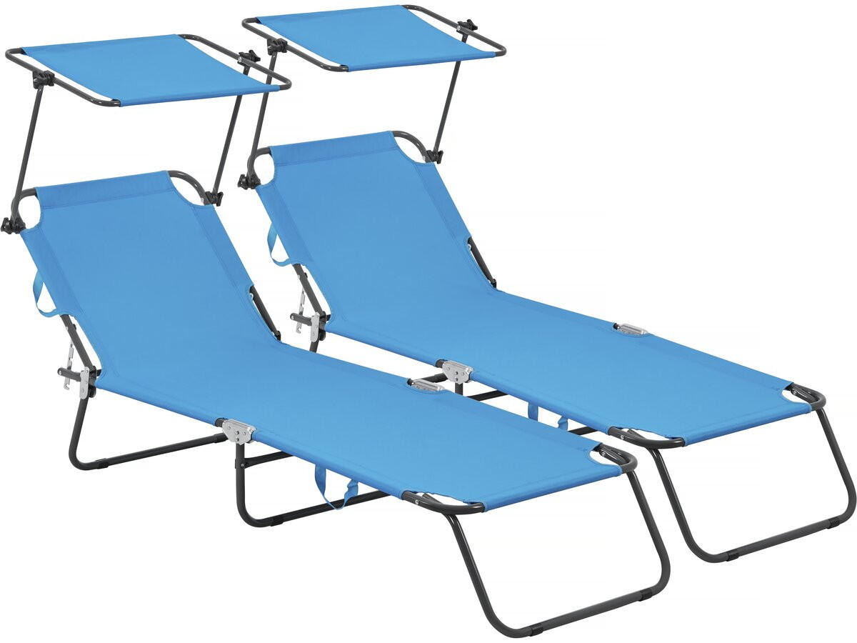 SONNENLIEGE lazy Blau - Blau, Metall (54.5/73/180cm) - Habitat Garten