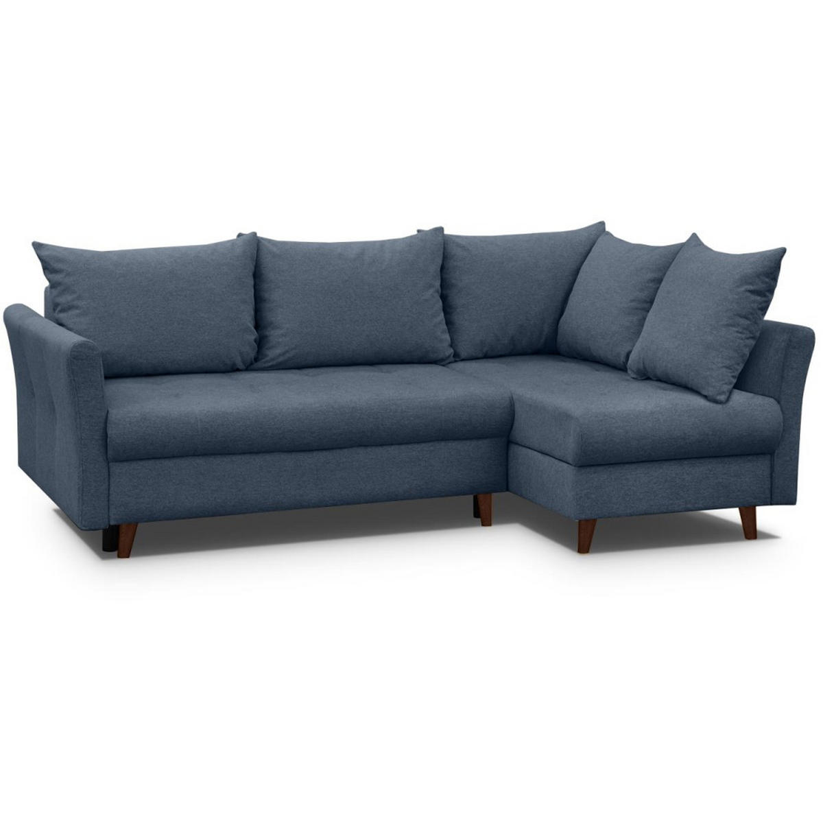 ECKSCHLAFSOFA Neron mit 2 Bettkasten und Beine in Wengefarbe, Dunkelblau, rechts - Wengefarben/Dunkelblau, Textil (233/148cm) - Beautysofa