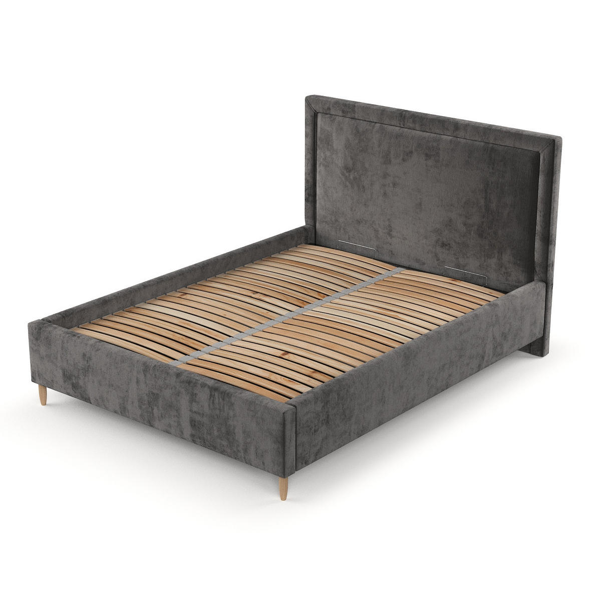 POLSTERBETT Vega 140/200 cm Anthrazit im Lotta Stoff - Anthrazit/Naturfarben, Holz/Holzwerkstoff (140/200cm) - AltaBeds