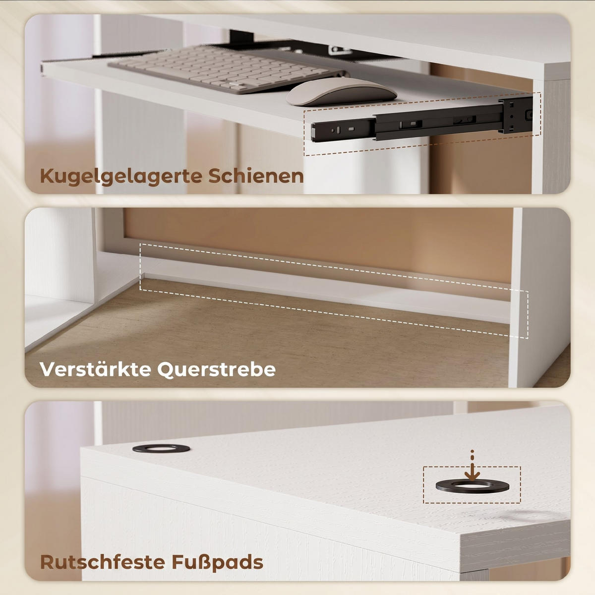 COMPUTERTISCH Spanplatte Weiß - Weiß, Holzwerkstoff (120/100/76cm) - HOMCOM