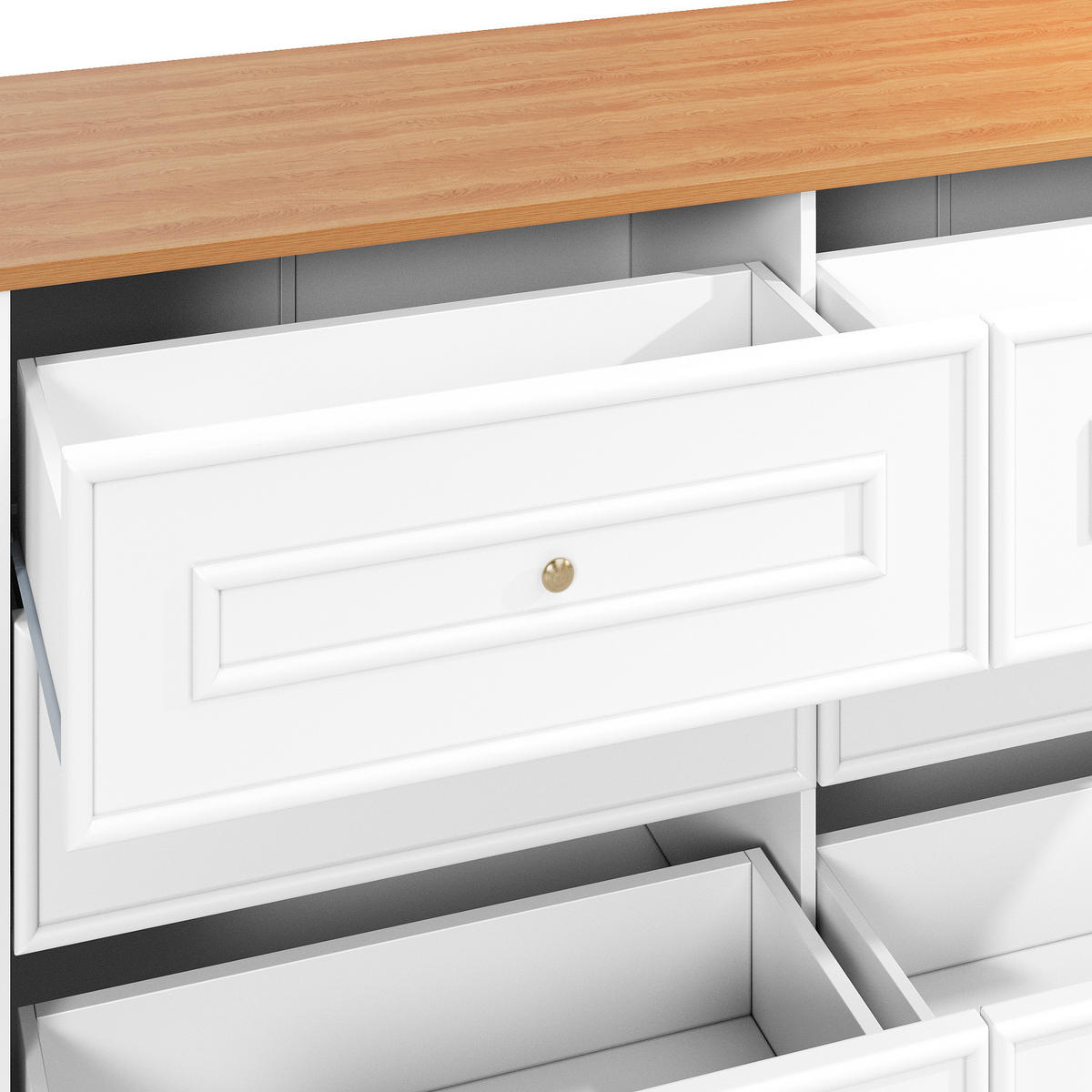 SIDEBOARD in Weiß mit 6 Schubladen und viel Stauraum, für Wohnzimmer, Esszimmer oder Flur, B120/T40/H76 cm - Weiß, Holzwerkstoff (120/76/40cm) - STILVORA