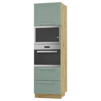 BACKOFEN-HOCHSCHRANK Kvantum D14/RU/2M/284 Mint Matt / Eiche Artisan Matt 60 / 59 / 207cm - Eiche Artisan/Mintgrün, Holz/Holzwerkstoff (60/207/59cm) - Feldmann-Wohnen