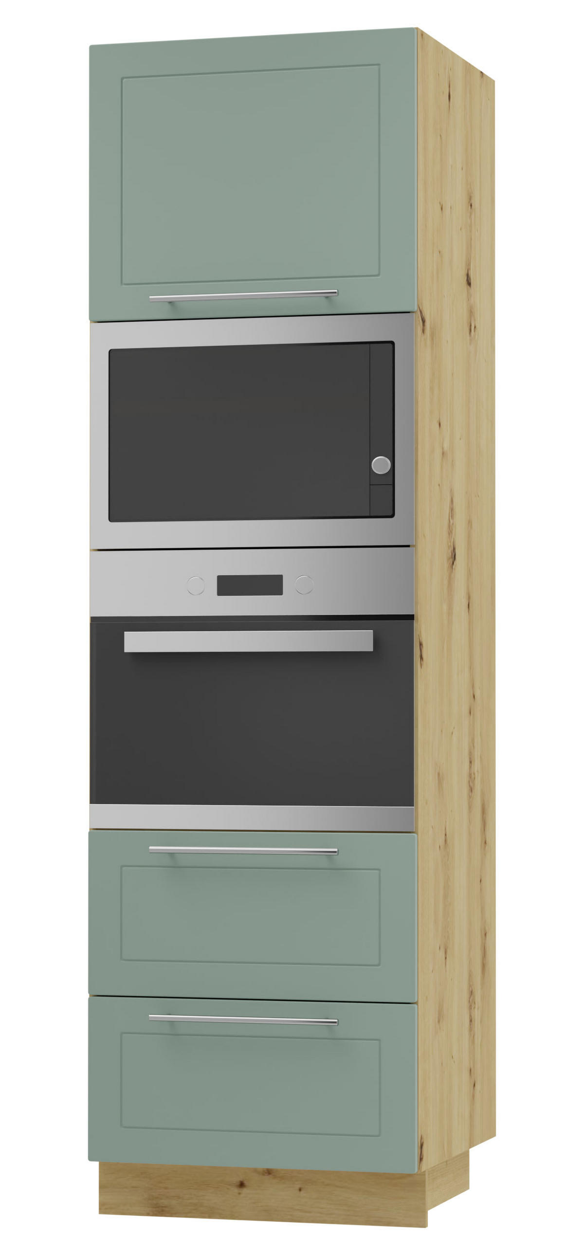 BACKOFEN-HOCHSCHRANK Kvantum D14/RU/2M/284 Mint Matt / Eiche Artisan Matt 60 / 59 / 207cm - Eiche Artisan/Mintgrün, Holz/Holzwerkstoff (60/207/59cm) - Feldmann-Wohnen