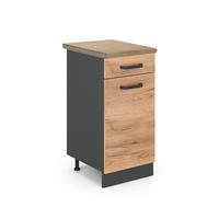 KÜCHENUNTERSCHRANK R-Line Goldkraft Eiche 40 cm, AP Eiche - Honigeiche/Anthrazit, Holzwerkstoff (40/81.6/60cm) - Vicco