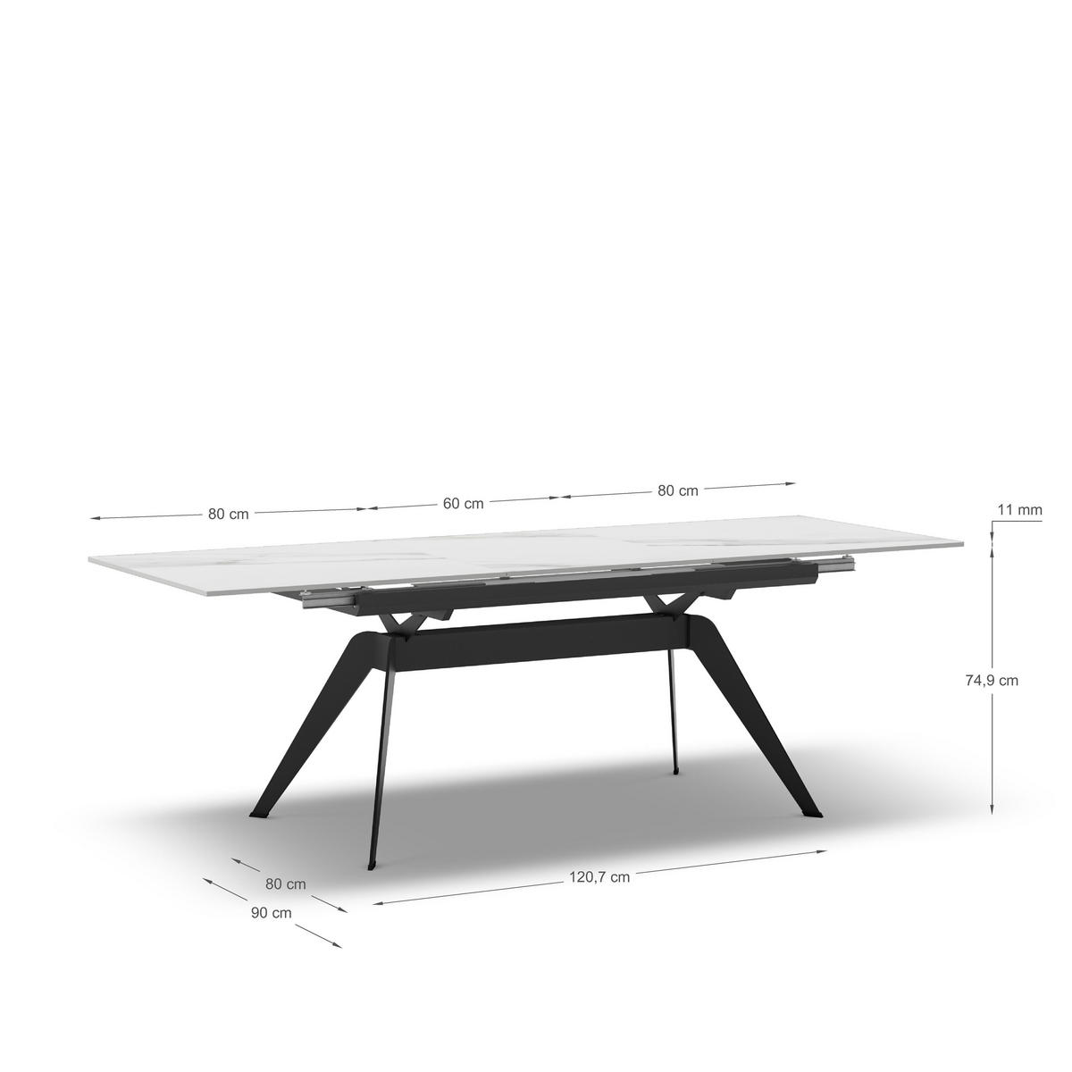 ESSTISCH Lula Schwarz 160/90/76 cm - Schwarz, Keramik (160/90/76cm)