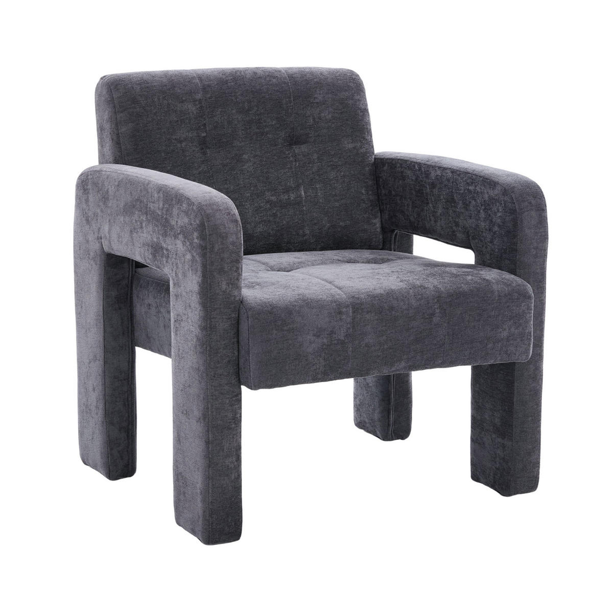 SESSEL 67,5/69/74,5 cm in Grau aus Chenille mit gepolsterter Sitzfläche - Grau, Textil (67.5/74.5/69cm) - BEAOK