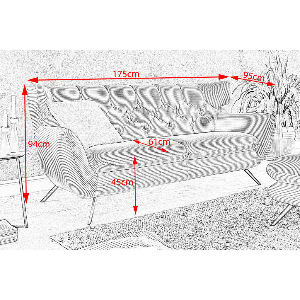Thumbnail - Kawola Sofa, Grün, Textil, Echtholz, 2-Sitzer, Füllung: Komfortschaum, 175x94x95 cm, Wohnzimmer, Sofas & Couches, Sofas