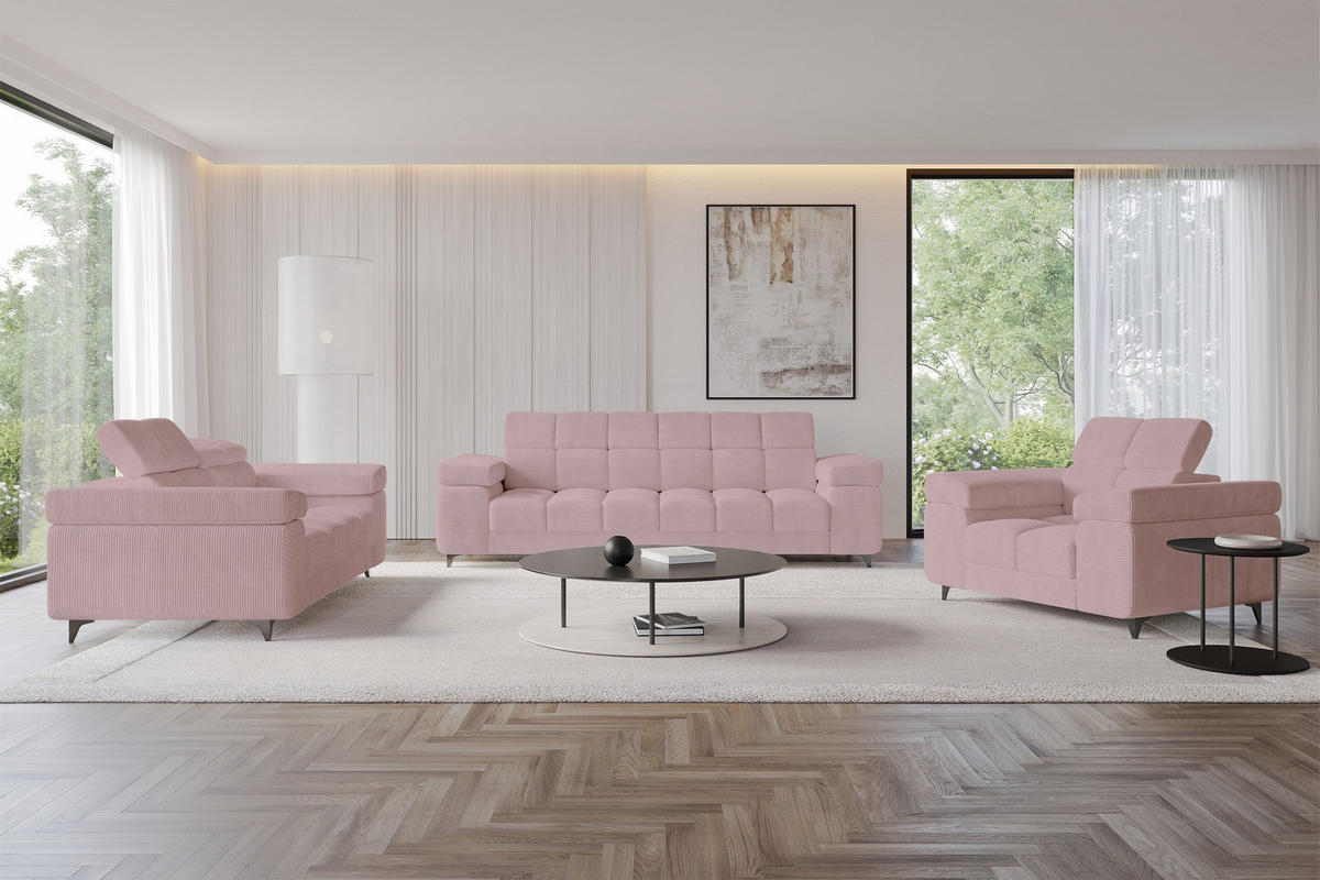 SOFA 2-Sitzer LORD-S1 194x97x90 cm Rosa Cord - Rosa, Holzwerkstoff/Textil (194/90/97cm) - ALTDECOR