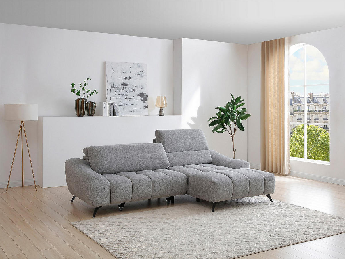RELAXSOFA - 4 Personen - stoff - grau Elosia - Grau, Textil/Metall (270/105/175cm) - Vente-Unique