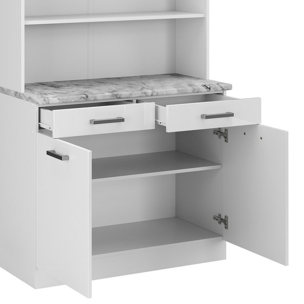 BUFFET R-Line Weiß Hochglanz 100 cm, AP Marmor - Weiß Hochglanz/Weiß, Holzwerkstoff (100/81.6/60cm) - Vicco