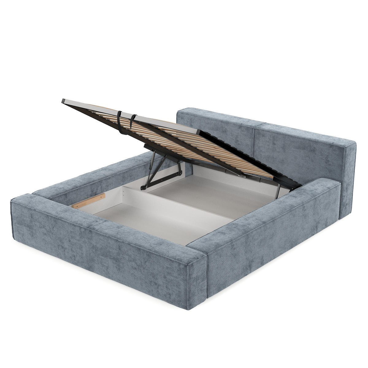 POLSTERBETT Casto mit Stauraum 200/200 cm Hellblau im Bonita Stoff - Schwarz/Naturfarben, Holz/Holzwerkstoff (200/200cm) - AltaBeds