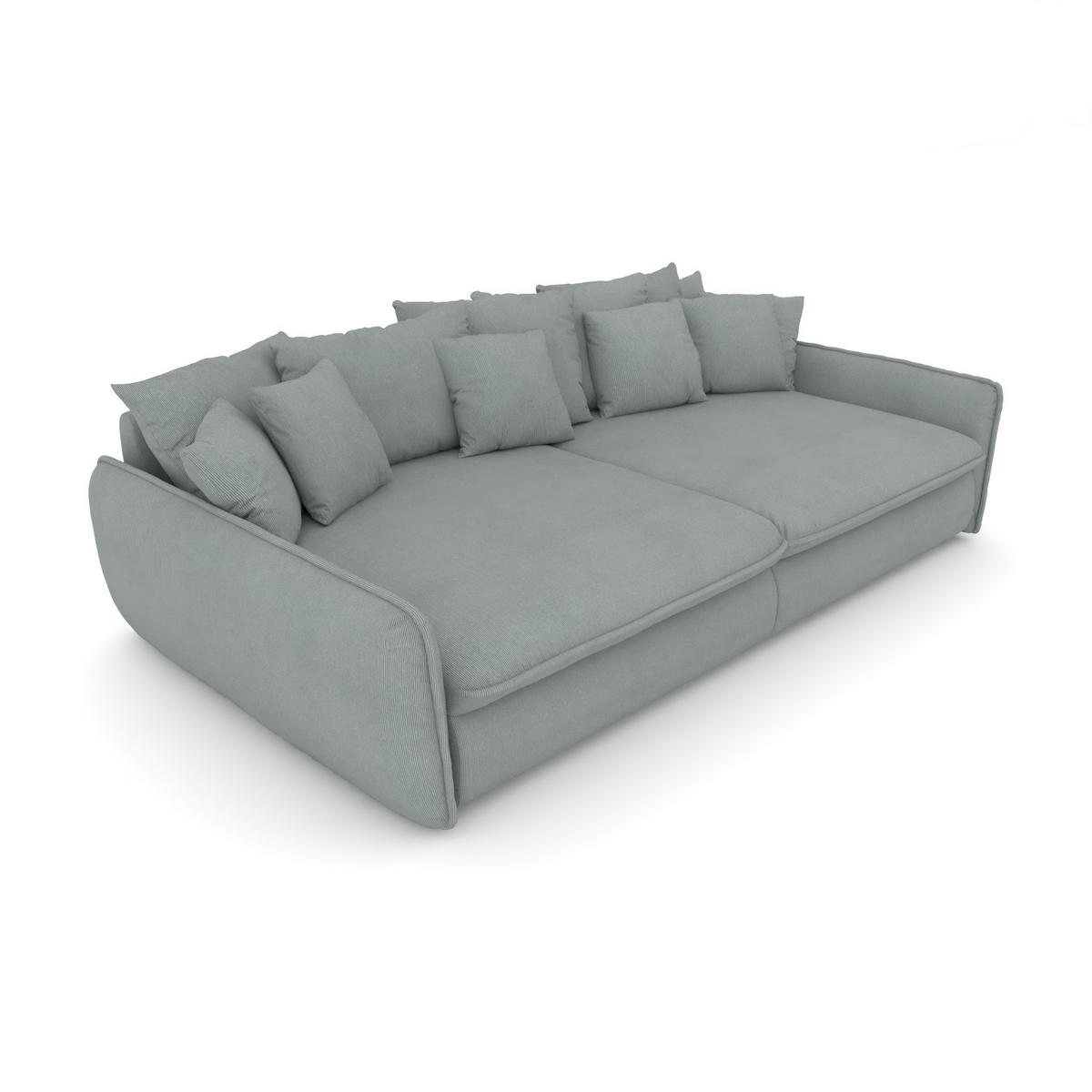 BIGSOFA Hereford XXL Cord Grau inkl. 12 Kissen 274/131/61 cm - Grau, Kunststoff/Textil (274/61/131cm) - foamnova