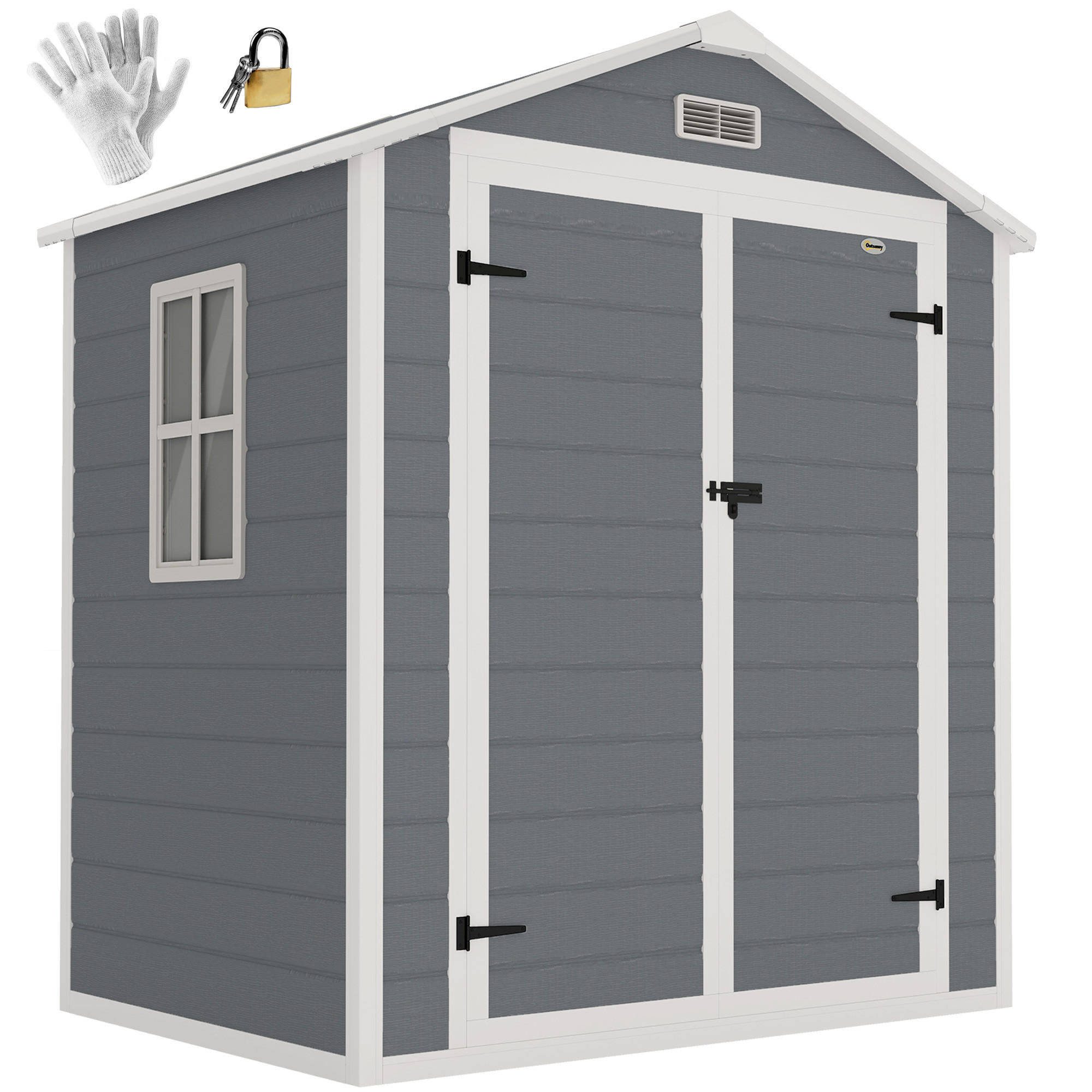 GERÄTEHAUS DE-16838 Polypropylen 2,12 m² mit Fenster Grau - Grau, Metall (134/210/183cm) - ComfortXL