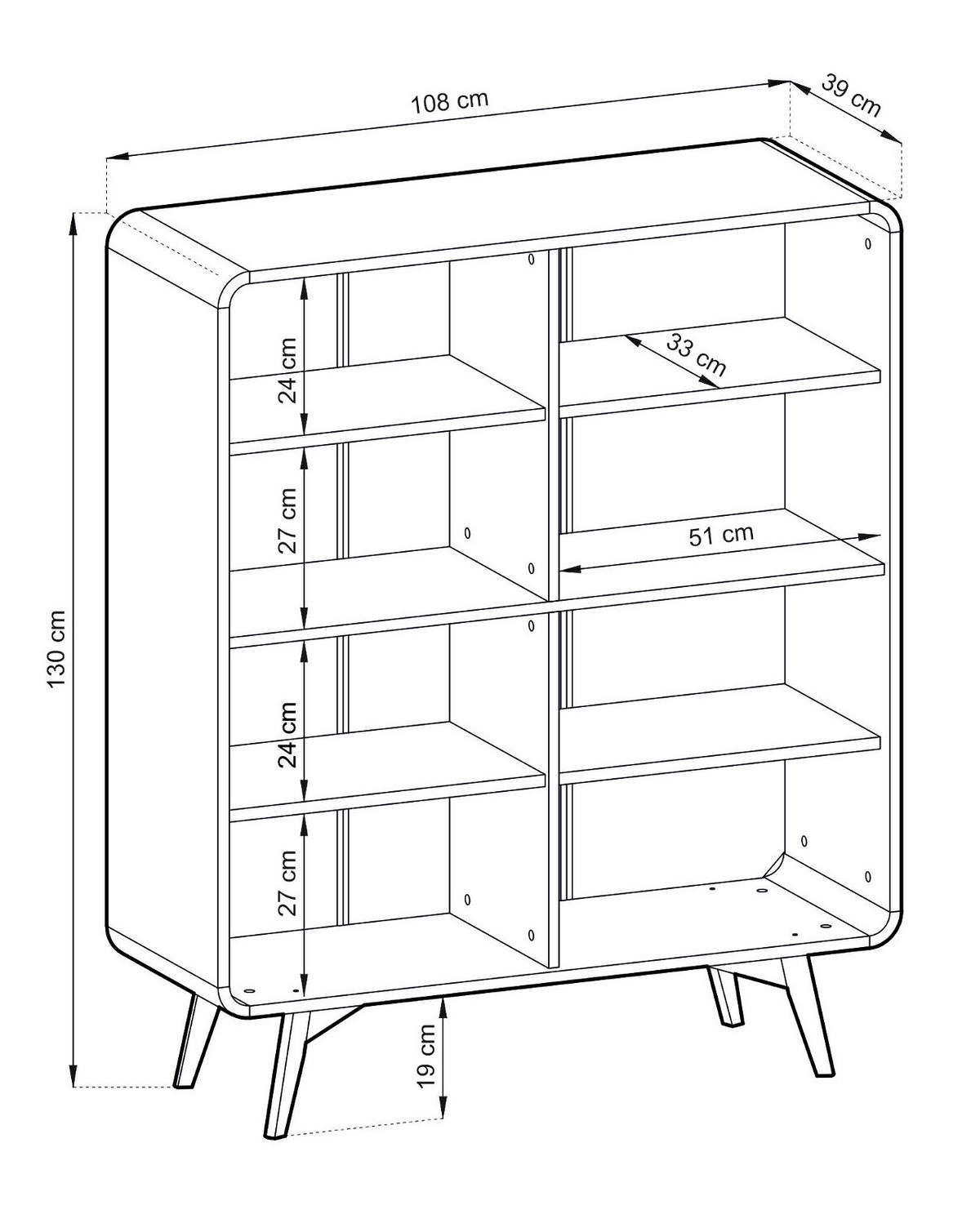 HIGHBOARD Eiche natur skandinavisch 108 cm, Kommode mit Push-to-Open - Eichefarben, Holz/Holzwerkstoff (108/130/39cm) - Furn.Design