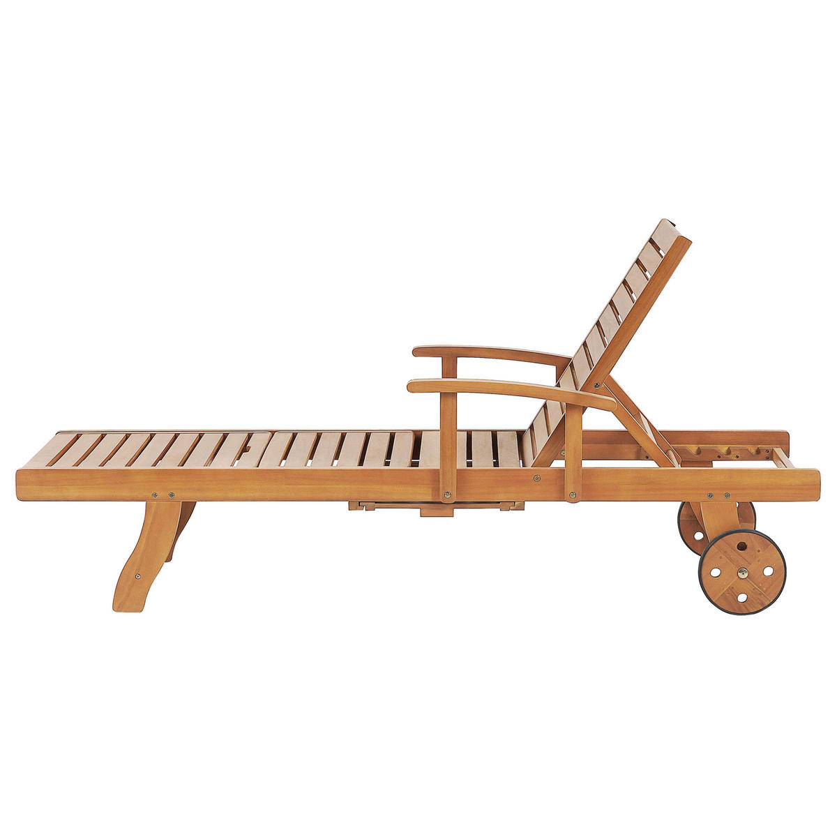 GARTENLIEGE hellbraun Java - Hellbraun, Holz (64/74/196cm) - Beliani