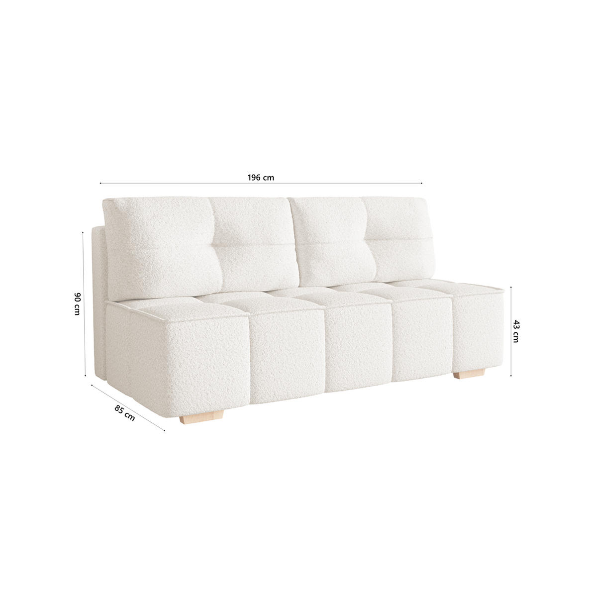 SOFA Miia mit Schlaffunktion, Ecru - Ecru, Textil (196/90/85cm) - Fedve