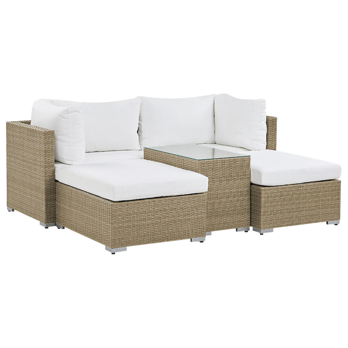 LOUNGE-SET 2-sitzer Rattan Hellbraun Noto - Braun, Kunststoff - Beliani