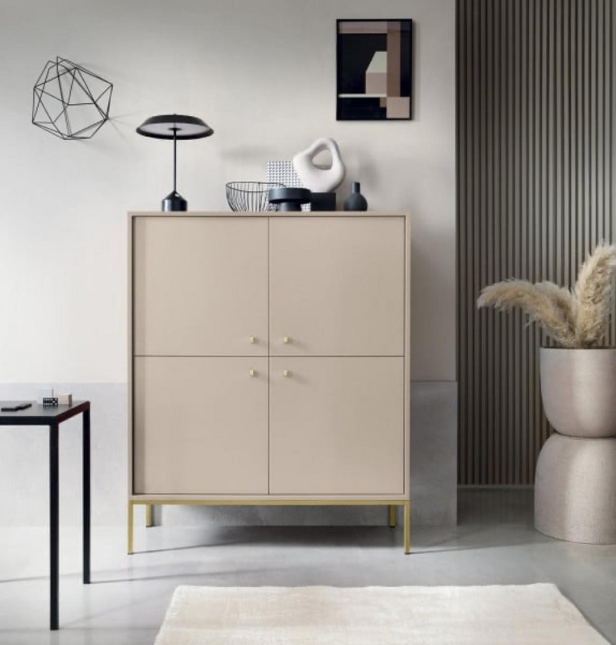 KOMMODE Beige MONAKO MK104 Mit Goldfarbenem Gestell - Beige, Holzwerkstoff (103.5/125.5/39cm) - Sepro Meble