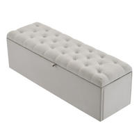 POLSTERBANK 141x41,5x47 cm Hellgrau Leinen mit Stauraum - Hellgrau, Naturmaterialien - FLIEKS