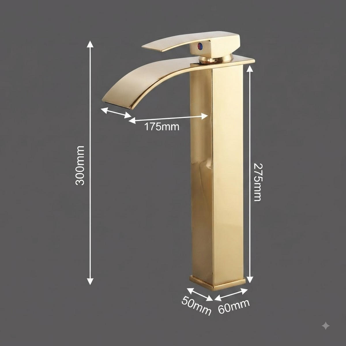 BADEZIMMERARMATUR, inklusive 80 cm Zulaufrohr, 30 cm hoch, goldfarben. - Goldfarben, Metall (37/7/21cm) - Vallsero