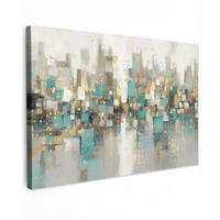LEINWANDBILD Abstrakt - Blöcke - Gold - Skyline Wohnzimmer Groß 120x80 cm - Beige, Textil (120/80cm) - MuchoWow