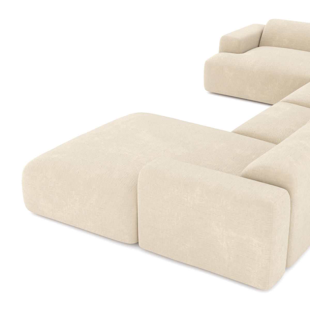 WOHNLANDSCHAFT Texturierter Samt Creme 354cm - Creme, Textil (354/73/164cm) - Sia Home