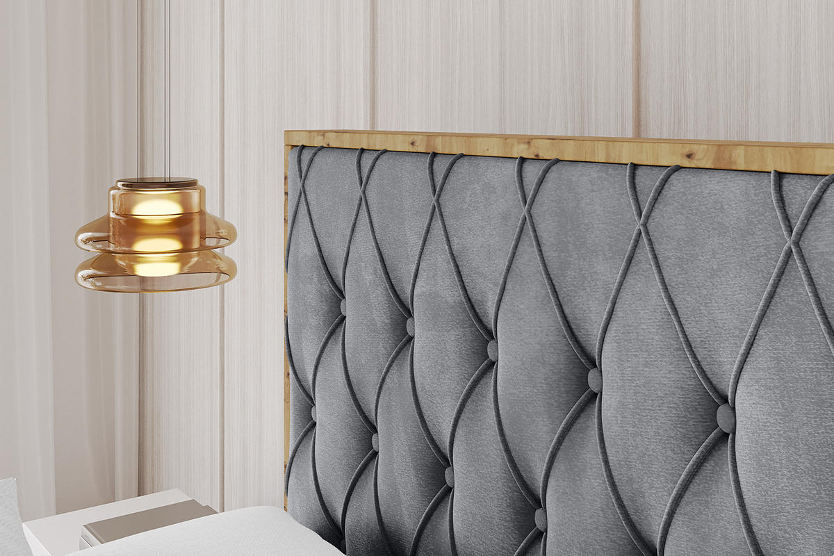 POLSTERBETT mit Bettkasten, Fußteil und Lattenrost, Boxbett ohne Matratze - ENZO5-Z 200x200 Grau - Grau, Holzwerkstoff/Textil (200/200cm) - ALTDECOR