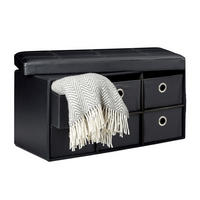 SITZBANK - Schwarz, Holzwerkstoff/Kunststoff (76/38/38cm) - Relaxdays