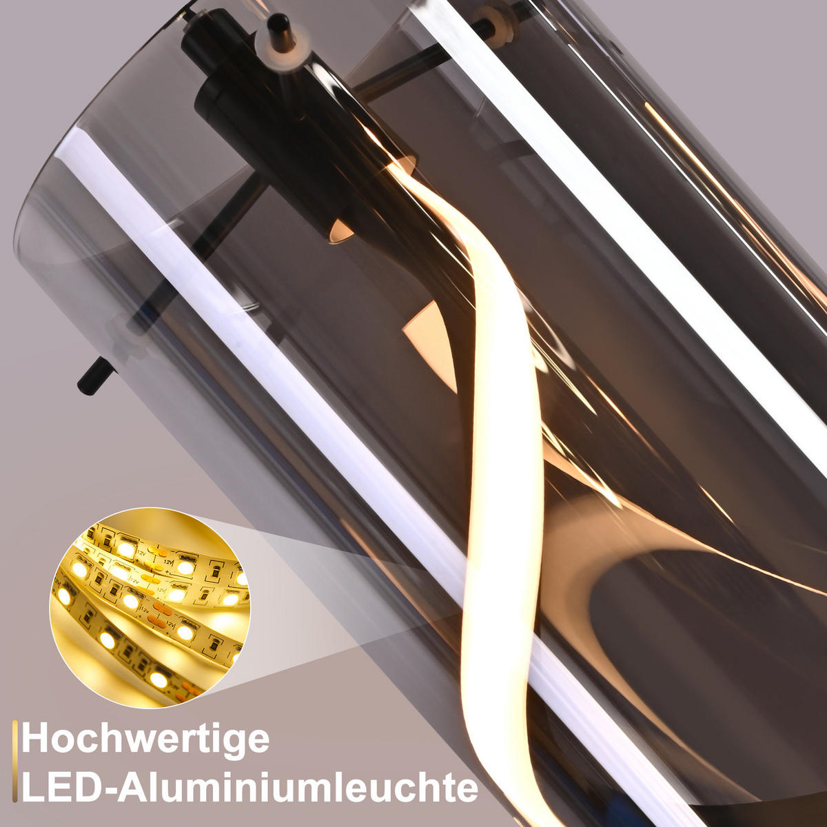 LED PENDELLEUCHTE Beatrice 48/12/150 cm - Schwarz, Glas (48/12/150cm) - ZMH