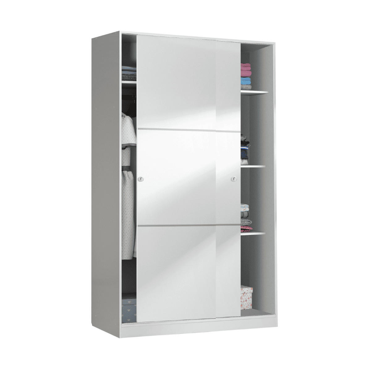 SCHRANK mit 2 Schiebetüren, Weiß 120/200/50 cm - Weiß, Holzwerkstoff (120/200/54cm) - Calicosy