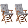 GARTENSTUHL 2er-Set Hellgrau Maui Premium - Hellgrau/Braun, Holz (46/92/48cm) - Beliani