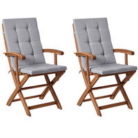 GARTENSTUHL 2er-Set Hellgrau Maui Premium - Hellgrau/Braun, Holz (46/92/48cm) - Beliani