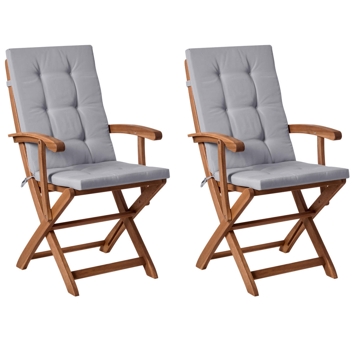 GARTENSTUHL 2er-Set Hellgrau Maui Premium - Hellgrau/Braun, Holz (46/92/48cm) - Beliani