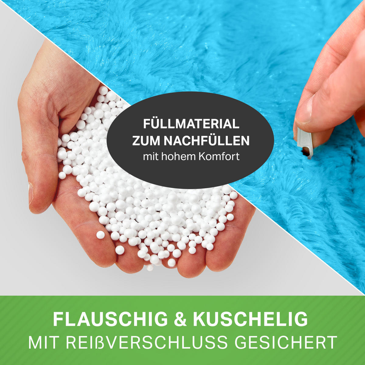 SITZSACK "Plüsch" 60x45x45cm - 120L - Hellblau, Textil (45/60/45cm) - Green Bean