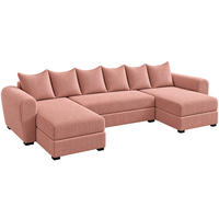WOHNLANDSCHAFT PUMA U 308 cm – Cord Sofa in U-Form mit Schlaffunktion, Bettkasten und weichem Cordbezug - Schwarz/Rosa, Kunststoff (308/85/140cm)