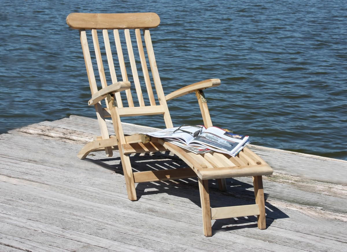 DECKCHAIR Leon 3-fach verstellbar Natur Teak Liegestuhl Gartenstuhl Sonnenliege - Naturfarben, Holz (60/96/150cm) - DELUKE