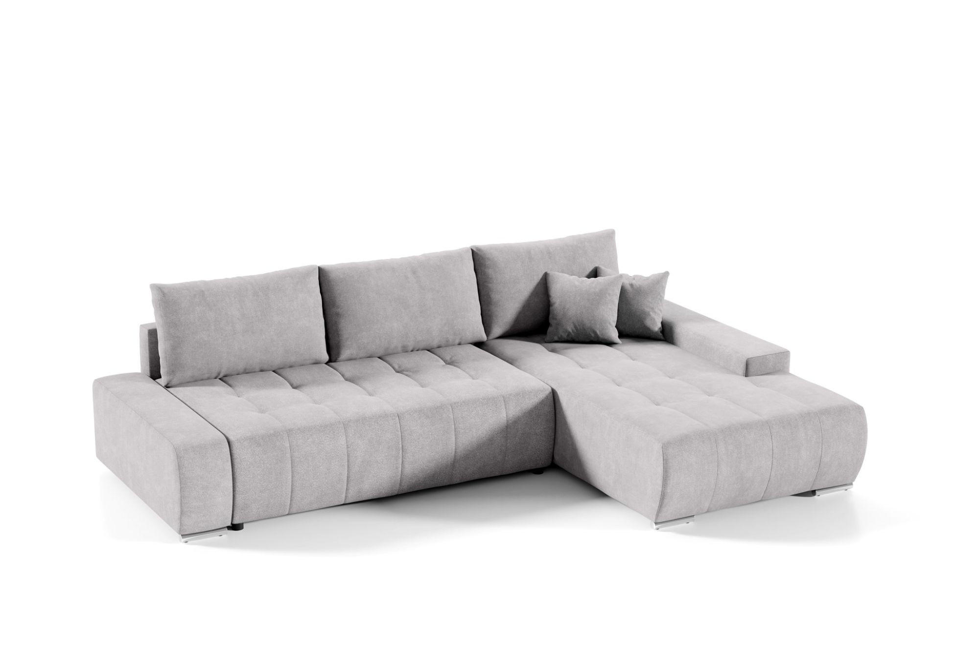 ECKSOFA Vogar In Aston - Silberfarben, Holzwerkstoff/Textil (265/185cm) - Fun Möbel