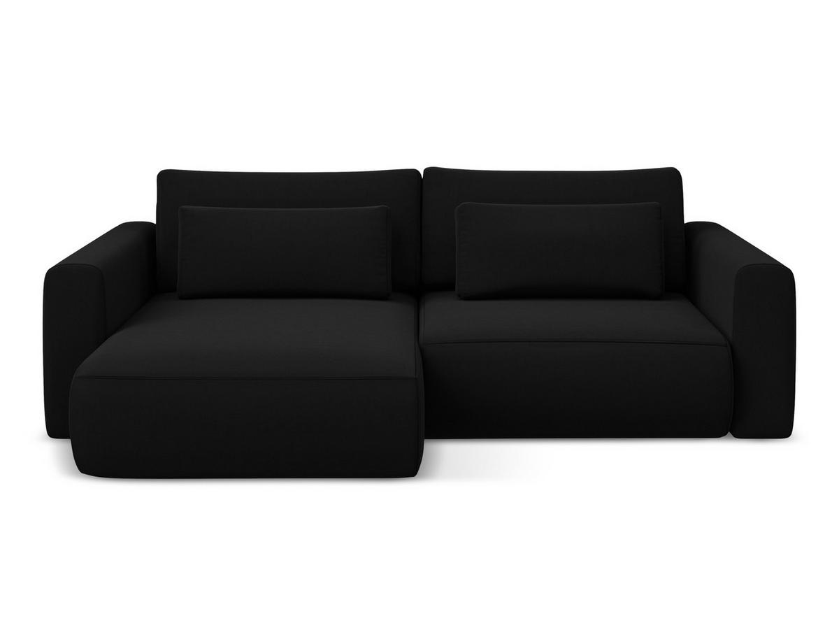 ECKSOFA mit Schlaffunktion Samt Stoff Schwarz - Schwarz, Kunststoff/Textil (149/240cm) - Makamii