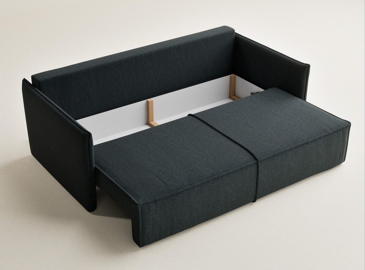 SOFA MIT SCHLAFFUNKTION Obra Türkis Webstoff - Türkis/Schwarz, Holz/Holzwerkstoff (220/70/107cm) - Maison de Reve